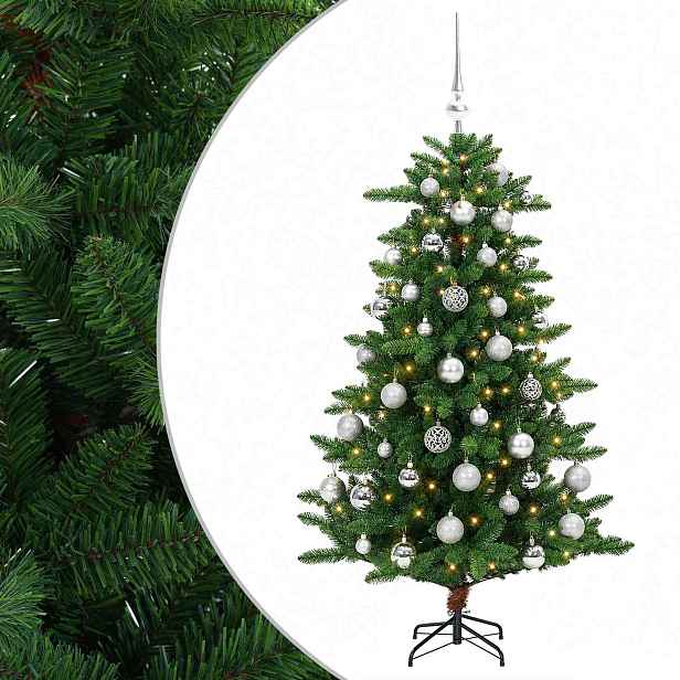 vidaXL Artificial Christmas Tree with Bauble 120 cm 150 LED Teplá bílá