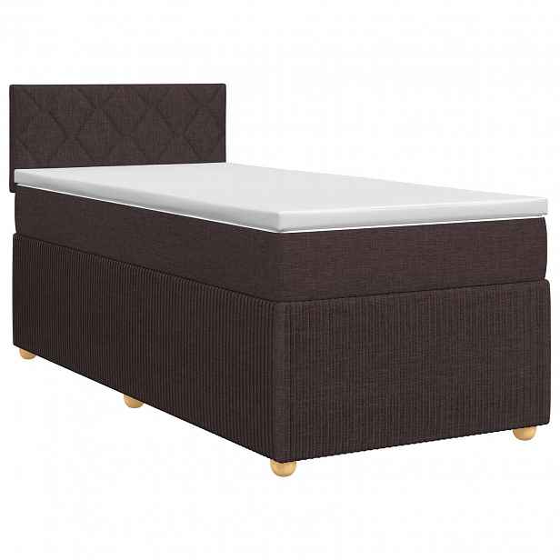 vidaXL Postel boxspring s matrací Tmavě hnědá 90 x 190 cm Textil