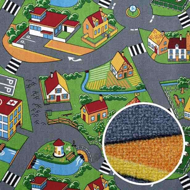 Dětský metrážový koberec Little Village 90, na míru, šíře 3m,4m, vícebarevná, filc, dětský pokoj, Associated Weavers