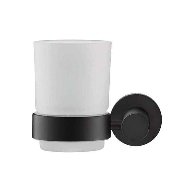 Duravit D-Code - Pohárek na kartáčky a pastu s držákem, levý, mléčné sklo/matná černá 0099194600