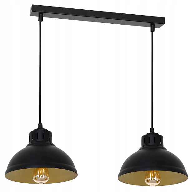 Luminex Sven Závěsné Svítidlo 65cm, 2 Zlatá Stínidla, E27, Kov, IP20