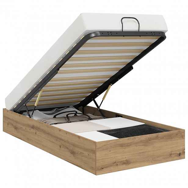 vidaXL Ottoman postel Řemeslný Dub 90 x 200 cm Dřevěný materiál