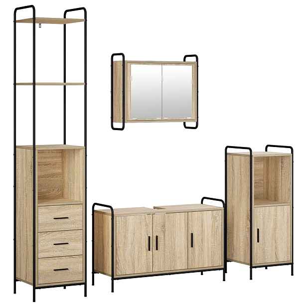 vidaXL Sada koupelnových skříněk 4 ks Dub sonoma 40 x 36 x 200,5 cm