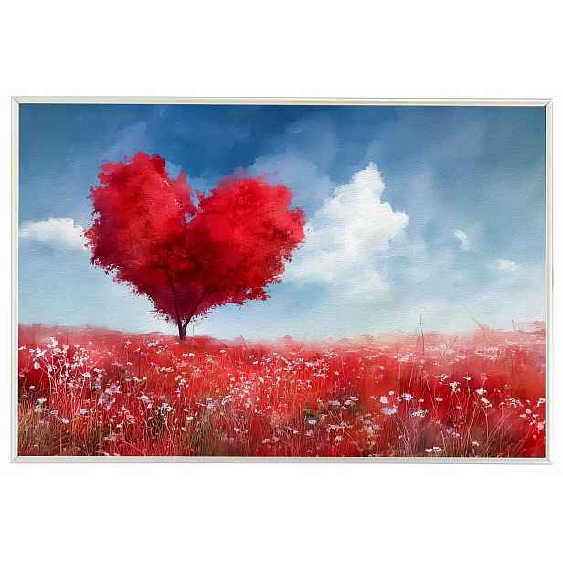 Plakát Rámeček Hliník Červené Srdce Dřevo Láska Romantismus 60x40
