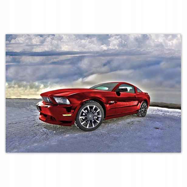 Plakáty 200x135 Červený Mustang Sníh