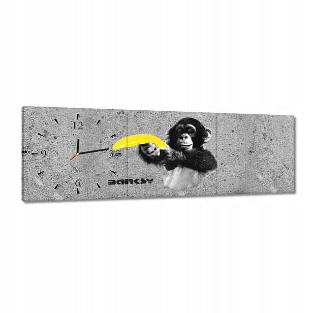 Hodiny 90x30 Banksy Banán Opice