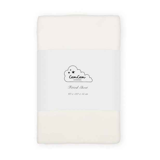 Krémové napínací dětské prostěradlo do postýlky z bio bavlny 60x120 cm Off-White – Cam Cam Copenhagen