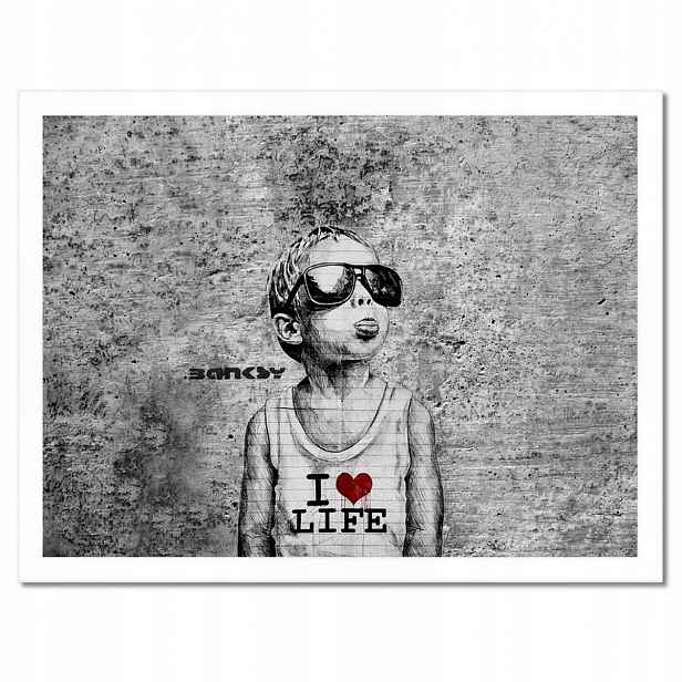 Plakáty v rámu 40x30 I love life Banksy Spray