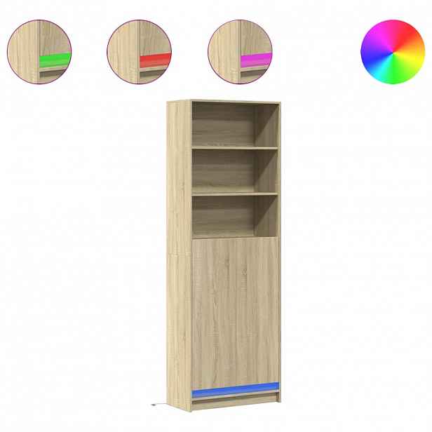 vidaXL Skříň highboard s LED dub sonoma 69 x 32,5 x 200 cm kompozit