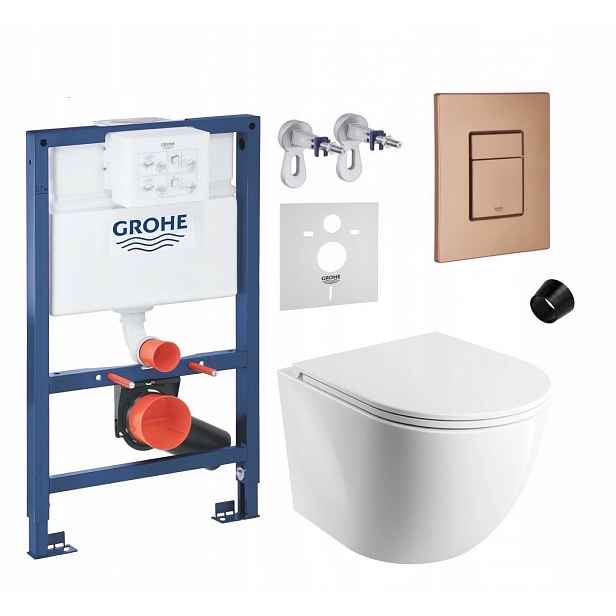 7v1 Podomítkový Wc Set Stelaz Grohe 820 mm, Wc Mísa Omnires, Tlačítko