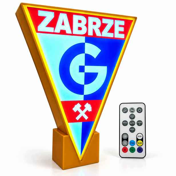 Podsvícený Herb Górnik Zabrze Led Rgb 3D lampička dekorace Usb dálkové ovládání 22 cm