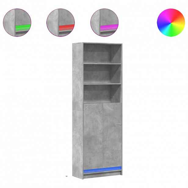vidaXL Skříň highboard s LED betonově šedá 69 x 32,5 x 200 cm kompozit