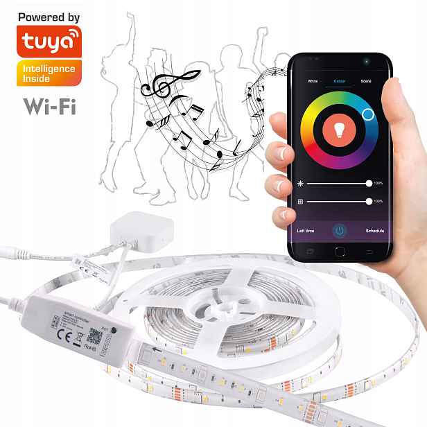 WiFi Led pásek 5m Rgbw s hudebním senzorem, pod postel, ovládání aplikací, Polux