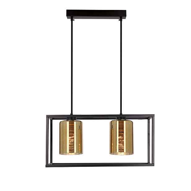 Závěsná lampa LURI 2x40W E27 černá se zlatými stínidly, moderní stropní svítidlo do obývacího pokoje a kuchyně, loftový styl, elegantní minimalismus
