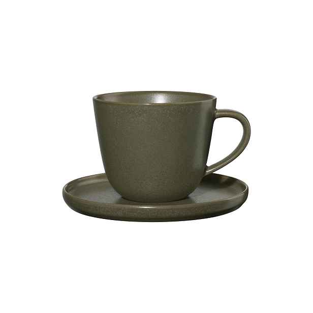 Porcelánový hrnek s podšálkem 250 ml COPPA NORI ASA Selection - zelený