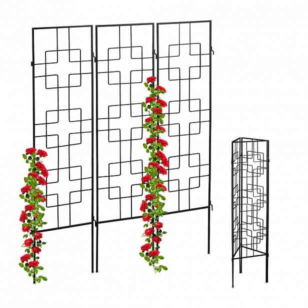 Relaxdays MŘÍŽ Černá kov 3-ks-Set 122 cm
