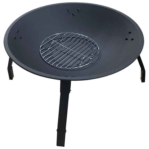Zahradní Ohniště Pro Ohniště Grilu Kotlík Ocelový Černý Velký 55 CM
