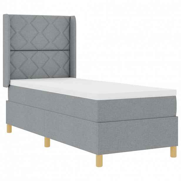 vidaXL Postel s boxspringem s LED pásky Světle šedá 80 x 200 cm textil
