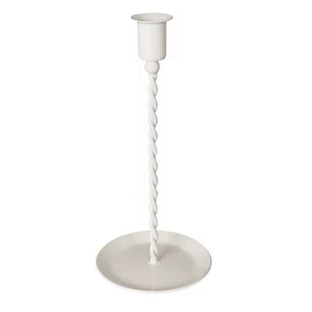 Krémový kovový kroucený svícen na úzkou svíčku Estelle L - Ø 10,5*27 cm Strömshaga