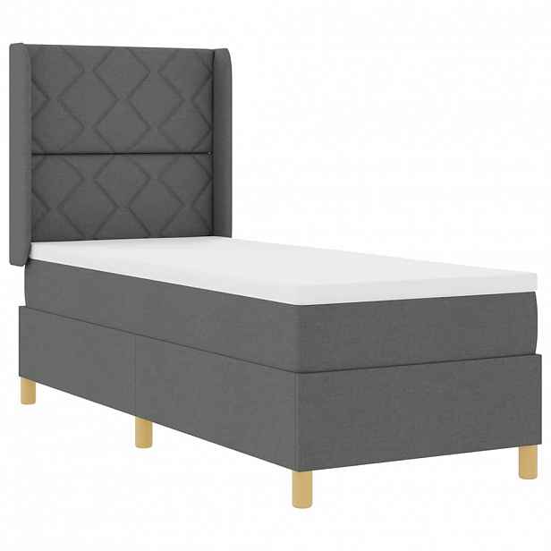 vidaXL Postel s boxspringem s LED pásky s čelo Šedá 80 x 200 cm textil