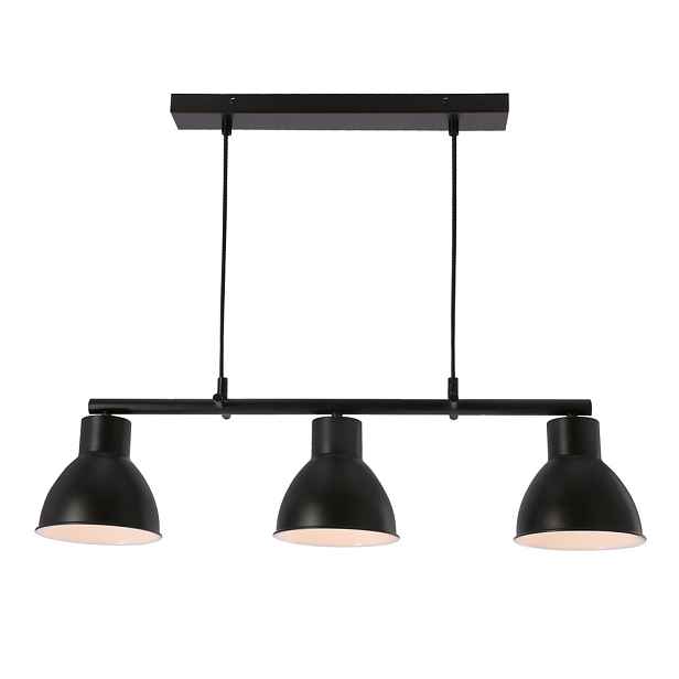 INEZZ 3x60W E27 černá závěsná lampa, moderní stropní svítidlo se třemi stínidly do obývacího pokoje, jídelny nebo kuchyně, loftový a industriální styl