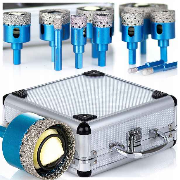 Korunkový Vrták pro Slinuté Dlažby 6-65 mm Diamantové Hex Komplet Vrtáky pro destičky Pružinové