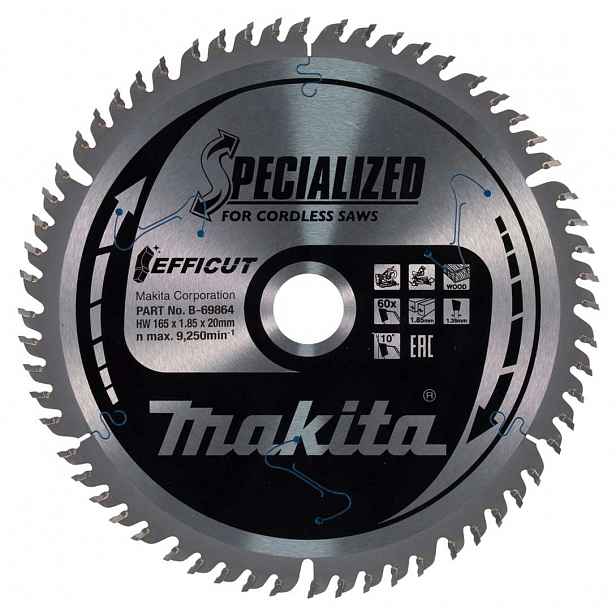 Makita - Pilový kotouč na dřevo, 165x20 mm, 60 zubů B-69864