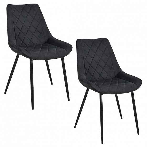 Set 2x čalouněná jídelní židle BOGORA - černý
