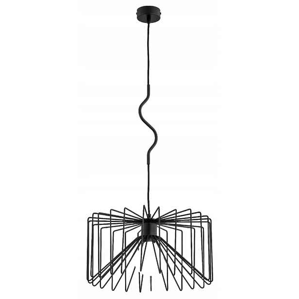 Závěsná lampa černá kovová, moderní, kulatá, 42 cm do ložnice Alfa