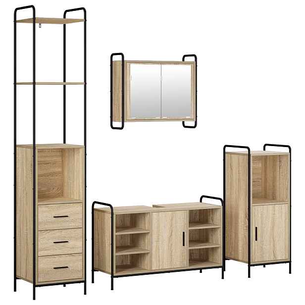 vidaXL Sada koupelnových skříněk 4 ks Dub sonoma 40 x 36 x 200,5 cm