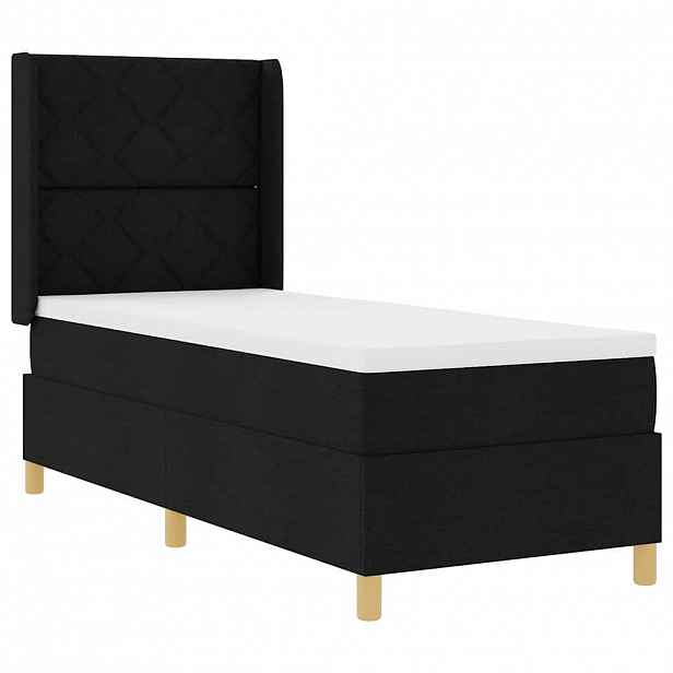 vidaXL Postel s boxspringem s LED pásky Černá 80 x 200 cm textil