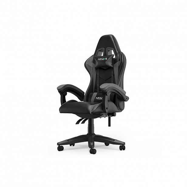 Rattantree HERNÍ-ŽIDLE ergonomická, nastavitelné opěradlo, polštářky – Černá/Sivá