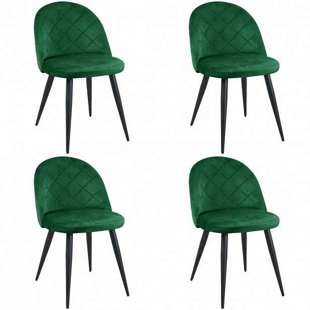 Set 4x jídelní židle VASICA - láhvově zelený / černý