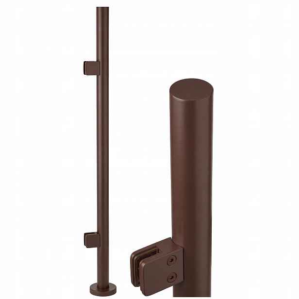 Startovací Sloupek 100 cm pro skleněné zábradlí fi 42 Hnědý Nerezový Loft