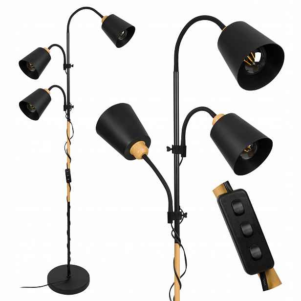 Stojací podlahová Led lampa E27 moderní černá nastavitelná do obývacího pokoje Loft