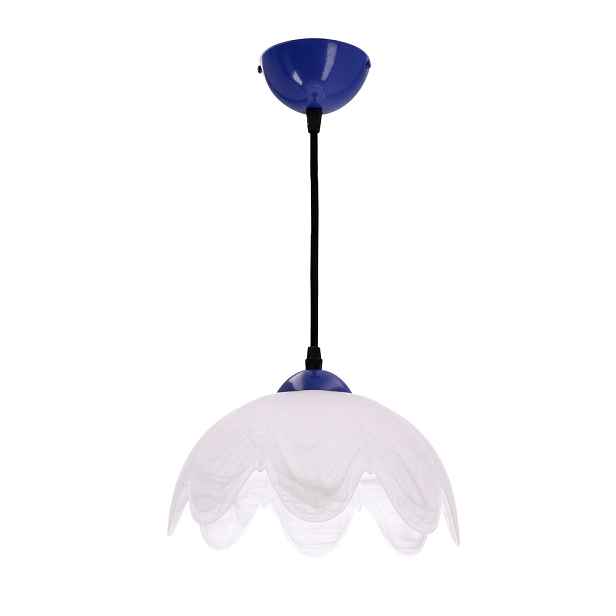 Závěsná lampa COLORI chrpově modrá 1x60W E27 s bílým stínidlem, moderní svítidlo do obývacího pokoje, ložnice, kuchyně, jídelny, interiéru domu