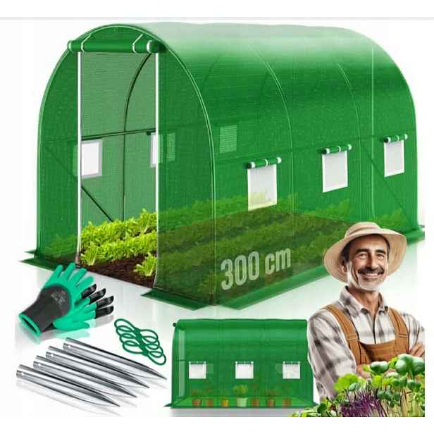 Fóliový skleník Zahradní tunel 300x200 Zelená 6 okny