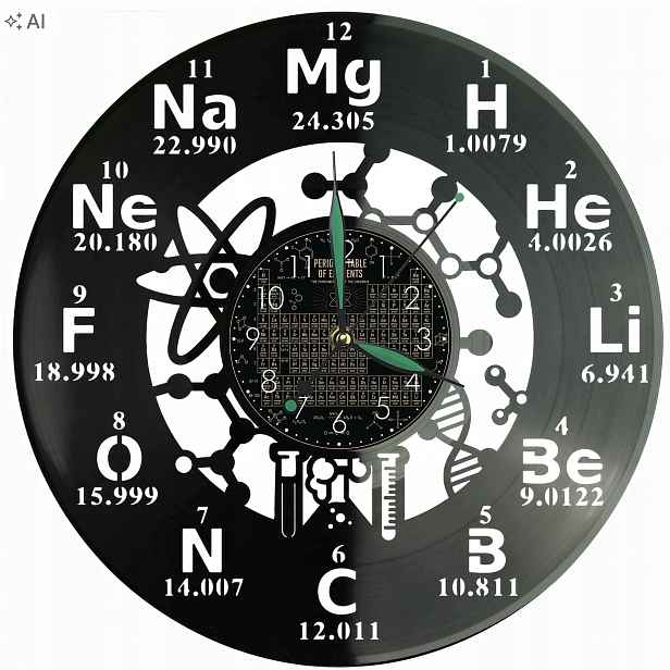 Hodiny Chemika Nástěnné hodiny Vinylová deska Dárek Personalizace