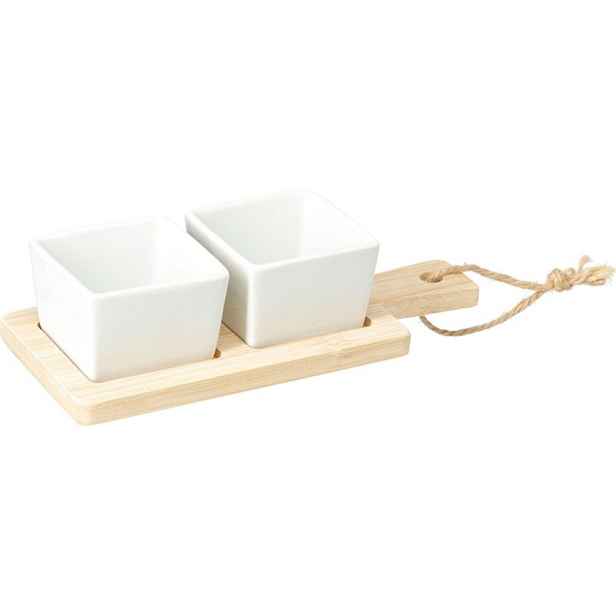 miska, 2ks-sada servír. porcelán, podnos x cm, bambus
