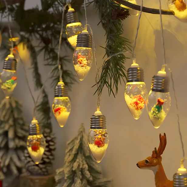 TEMU LED vánoční červené a zelené řetězové světlo, kreativní žárovková lampa Santa Claus vánoční tepelné nástěnné ambientní světlo, napájení na