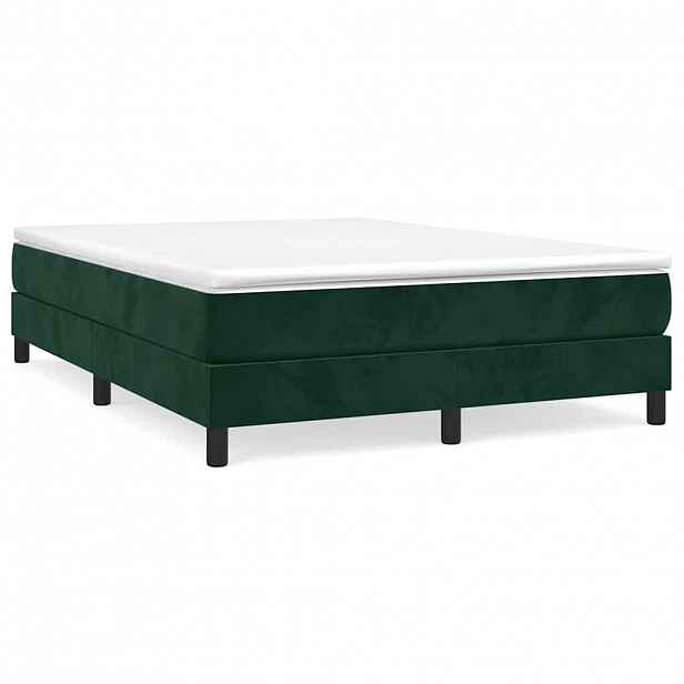 vidaXL Rám postele s boxspringem tmavě zelená 140 x 190 cm samet
