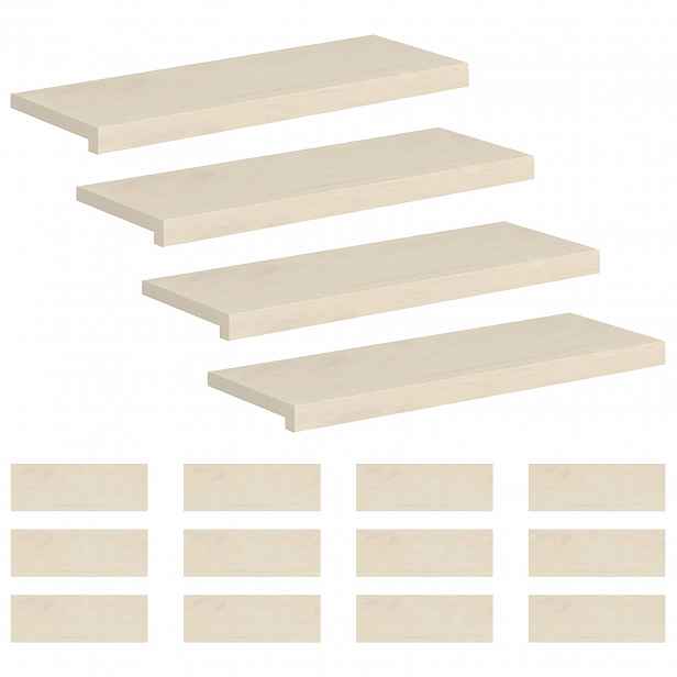 vidaXL Schodové nášlapy 16 ks 80 x 30 x 2 cm Bílá Masivní dubové dřevo