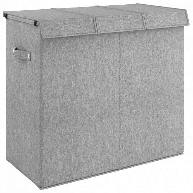 vidaXL Skládací koš na prádlo šedý 64,5x34,5x59 cm umělá lněná tkanina