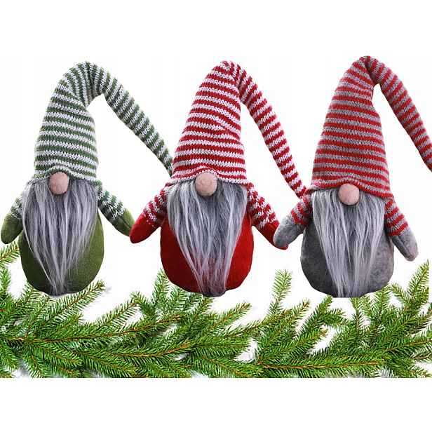 3x Skřítek Mikuláš Vánoční Dekorace Na Vánoční Stromeček Trpaslík