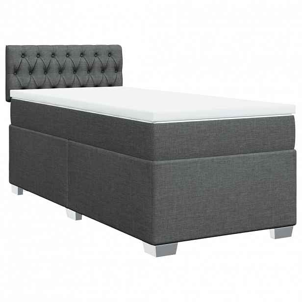 vidaXL Box spring postel s matrací tmavě šedá 100 x 200 cm textil