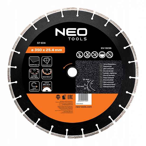 Diamantový kotouč 350 x 25.4 mm segmentový 57-614 Neo Tools