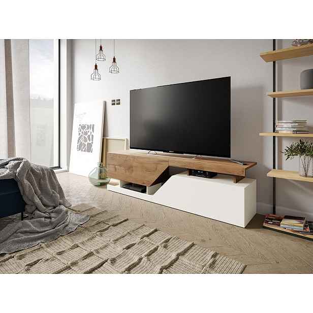 Moderní TV stolek Cemba, wotan/bílá