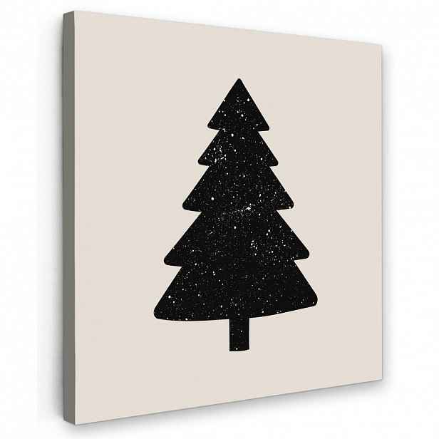 MuchoWow OBRAZ NA PLÁTNĚ Vánoční stromek - Černá - Holiday - Béžová 20x20 cm
