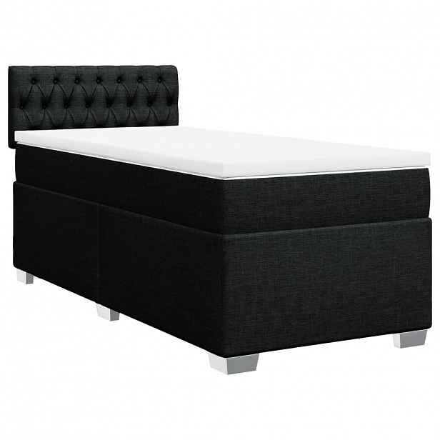 vidaXL Box spring postel s matrací černá 100 x 200 cm textil