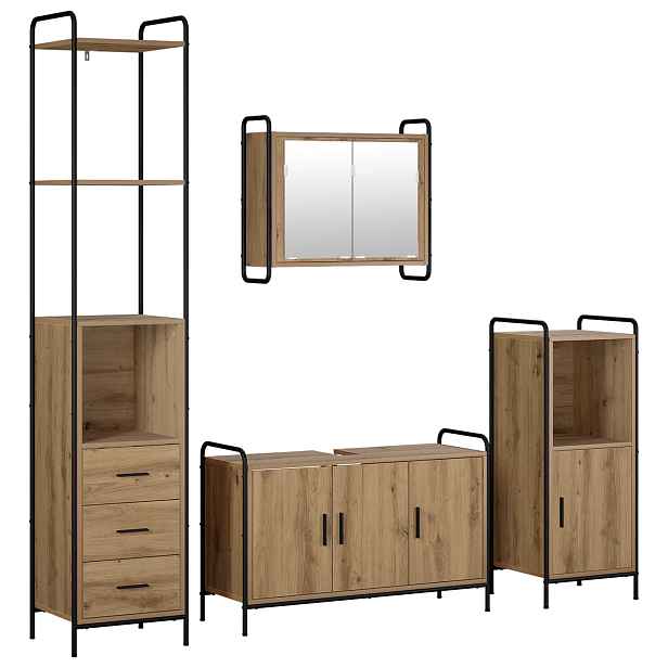 vidaXL Sada koupelnových skříněk 4 ks Dub artisan 40 x 36 x 200,5 cm